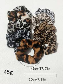 9 piezas de Scrunchies de tela con estampado de leopardo clásico para mujeres, lazos elásticos para coleta, accesorios para el cabello de estilo bohemio playero y fresco de verano - Multicolor - Ver 5