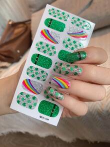 1片装新款圣帕特里克节美甲贴纸，自粘式全覆盖设计，全甲贴片，防水可移除美甲贴，女士美甲，女士自粘美甲贴纸，易于使用，适合节日、派对、生日礼物美甲 - Follow Your Heart - 查看 4