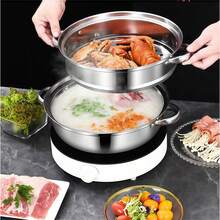 1pc 28cm Chinese Style Thickened Stainless Steel Soup Pot, Non-Stick Pot, Suitable For Cooking, Steaming, Hotpot, Induction Cooker, Gift Box - Silver - View 13