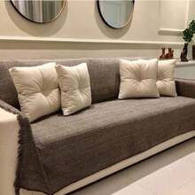 Set Of 2 Extra Large King Size Sofa Throws, Size 3 Meters X 1.80 Meters, Decorative For A Luxurious Home, 100% Cotton Reinforced Protective Cover - 巧克力棕 - 查看 2