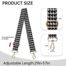 Purse Straps Replacement Crossbody Bag Strap For Purses Adjustable Wide Shoulder Straps For Women Handbags{Inchcolor_nameinch:InchBlackgoldbucklehoundstoothinch} - 黑金扣千鳥格 - 查看 3