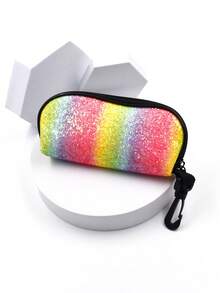 1 PC Colorful Fish Scale Pattern Zipper Glasses Case With Plastic Hooks - Multicolor - View 15