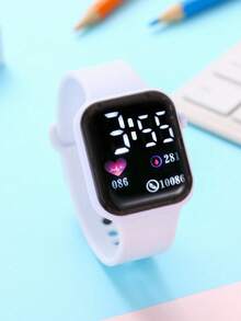 4pcs/Set LED Digital Display Couple Heart-Shaped Square Electronic Watch - Black and White - View 8