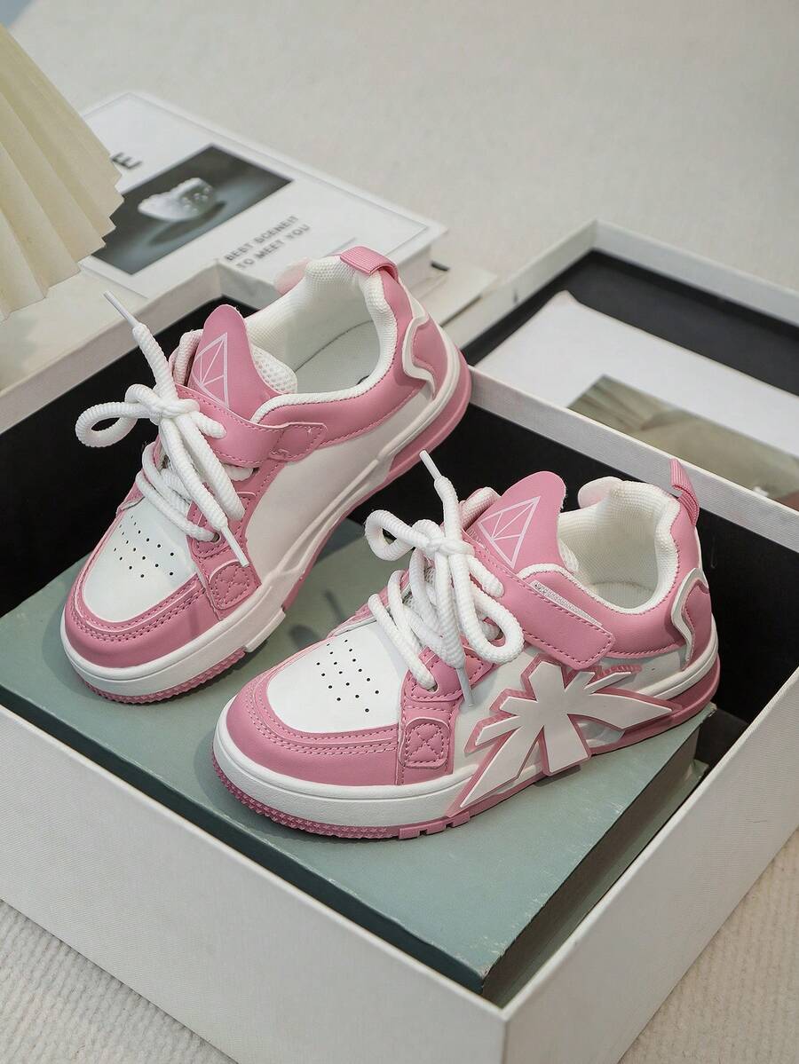 2025 Spring/Autumn Kids' Skate Shoes, New Casual/Sports Shoes, Low-Top Design, Fashionable Children's Shoes, Suitable For All Seasons - Pink - View 1
