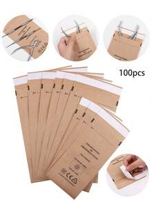 100 túi tiệt trùng bằng giấy Kraft tự dán kín, chịu nhiệt độ cao, 3 kích cỡ, thích hợp cho thẩm mỹ viện, tiệm cắt tóc và các địa điểm khác. - Màu be - Xem 9