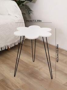 1pc White Flower Side Table, Waterproof & Scratch-Resistant, Detachable, Modern Minimalist Living Room Coffee Table, Bedroom Nightstand, Simple Storage Table