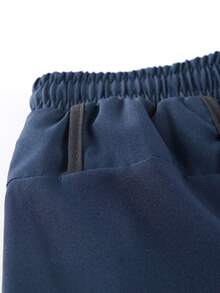 1 Stück einfarbige Sporthose, rutschfest und leicht, Doppellagige unisex Paar Shorts für Laufen, Outdoor, Gym, Frühling/Sommer - marineblau - Übersicht 8