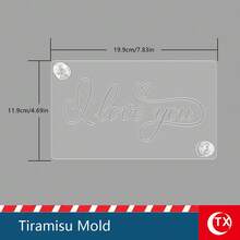 1个透明亚克力提拉米苏图案模板，可个性化定制提拉米苏蛋糕图案，创意蛋糕模具，镂空祝福语设计模板，操作简便，图案清晰，可重复使用，适用于婚礼场地装饰、生日、蛋糕烘焙装饰、情人节及派对氛围装饰。 - 彩色 - 查看 26