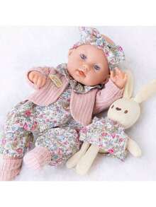 12-Inch Lifelike Reborn Doll, Children's Companion Doll, Best Gift, Cute Adjustable Posable Doll, Includes Rabbit Plush (With Doll) - Multicolor - View 8
