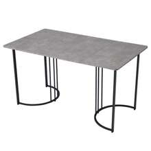 Dining Table 140 X 80 Cm (1 Piece), Modern Kitchen Table, Metal Frame, Rectangular Dining Table With Modern Marble Pattern, Kitchen Table With Adjustable Legs For Dining Room/Living Room, Grey - Grey - View 4