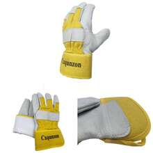Leather MIG Welding Gloves - Heat Fire Resistant Welding/Grilling/BBQ/FireplaceBlack/Brown/Blue - Gold - View 1