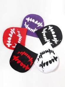 قبعة بيني محبوكة بنمط أسنان فم كبير، مناسبة للجنسين، دافئة وعصرية بطراز الهيب هوب للشارع، مناسبة للخارج والعطلات والثلج والرياضة والدراجات، قبعة بسحاب - قبعة محبوكة ذات فم كبير - مشاهدة 12