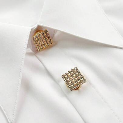 2pcs Exquisite Square Studded Button Covers. Decorative Button Covers Suitable For Men's And Women's Shirts. Wearable In Three Seconds-No Sewing Required. Perfect For Any Occasion. An Ideal Holiday Or Birthday Gift.
