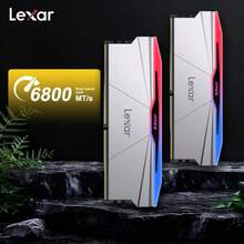 Lexar Ares 第二代 RGB DDR5 内存 6800MHz 32GB (16GB*2) 双通道套装 - SK 海力士 A-Die 芯片 CL34 游戏内存模块 电竞 RGB 灯条 高速 适用于台式机、游戏 PC 超频、内容创作、3D 渲染、视频编辑 - 银色 - 銀色 - 查看 3