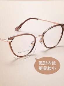 Y2K薄荷绿猫眼透明女式眼镜，无度数 - 摩卡棕(變灰片) - 查看 3