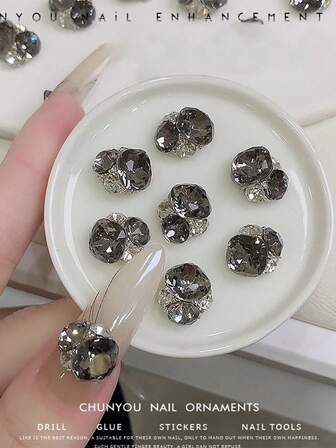 5ชิ้น พลอยเทียม อุปกรณ์ตกแต่งเล็บ, พลอยเทียม ขนาดใหญ่สีขาวแวววาว, เครื่องประดับเล็บอเนกประสงค์