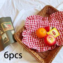 1个/2个/6个创意红色格子蕾丝杯垫、装饰桌垫、独特布艺餐垫 - 彩色 - 查看 10