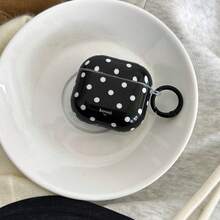 Minimalist Black Polka Dot Earphone Case Compatible With Apple Pro 3/Pro 2/Pro/ 4/3/2, Fashionable Women Earphone Case, Minimalist Earphone Case, Apple Earphone Case, Apple Earphone Cover