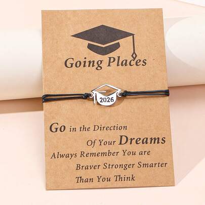 1pc New 2026 Graduation Cap Pendant Bracelet, Women/Couples/Friends Graduation/Back To School/Teacher's Day Gift, Daily Accessory