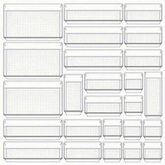 7/25-delars set med genomskinliga lådor i plast, multifunktionella förvaringslådor i 4 storlekar för badrum och toalettstolar för enkel förvaring av smink, kök och kontor, perfekt för juldekor, höstfestligheter och säsongsbetonade rumsförbättringar, perfekt för jul, Thanksgiving, nyår och alla hjärtans dag-firanden, höj din hemorganisation och stil med mångsidiga förvaringslådor för alla tillfällen.