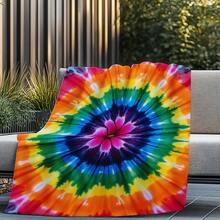 1pc Ultra-Soft Tie Dye Swirl Printed Flannel Throw Blanket – Beige-Friendly And Lightweight, Perfect For Travel, Office, Couch, Or Bed – Aesthetic Design For All Seasons Throw Blanket Whether For A Sofa Nap Or A Quick Break At The Office, It Brings You Comforting Warmth. - 彩色 - 查看 1
