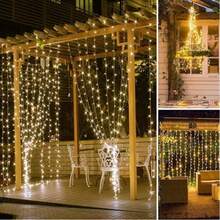 Cortina de Luz LED 4x3m 300 LEDs USB com Controle Remoto | Decoração Quarto e Festa - Branco Quente - Visão 6
