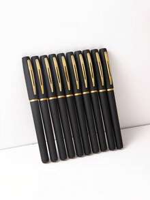 5/10/20/27 Pieces Of Stylish Black And Gold Gel Pen Set, Elegant Black And Gold Finish, Suitable For Office, School And Professional Stationery - Black - View 3