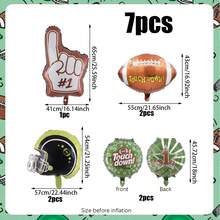 7pcs Football Party Balloon Set, Includes Football Helmet Foil Balloon, First Down Hand Gesture Balloon, Football Foil Balloon, Suitable For Football Party Decorations, Theme Parties, Birthday Parties, Rugby Theme Parties, Sports Event Decorations, Indoor And Outdoor Decor - Multicolor - View 2