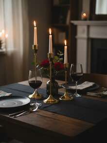 3/6件套优雅金属烛台 - 简约金色黑色烛台桌面摆件,适用于婚礼、派对、家居装饰和节日庆典,节日中心装饰品 | 精致餐具 | 金属材质,烛台装饰 - 金色 - 查看 10