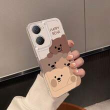 Funda de Teléfono Happy Bear para Vivo Y01 Y02S Y03T Y12S Y15S Y16 Y17S Y20 Y21 Y22 Y27 Y28S 5G Y31 Y33S Y35 Y36 Y53S Y55 5G Y75 5G Y200 V23 V27 Pro V29E V29 Lite V40 V40 Pro Funda de Teléfono Transparente a Prueba de Golpes de TPU de Cobertura Completa Simple y Creativa - Colores mixtos - Ver 5