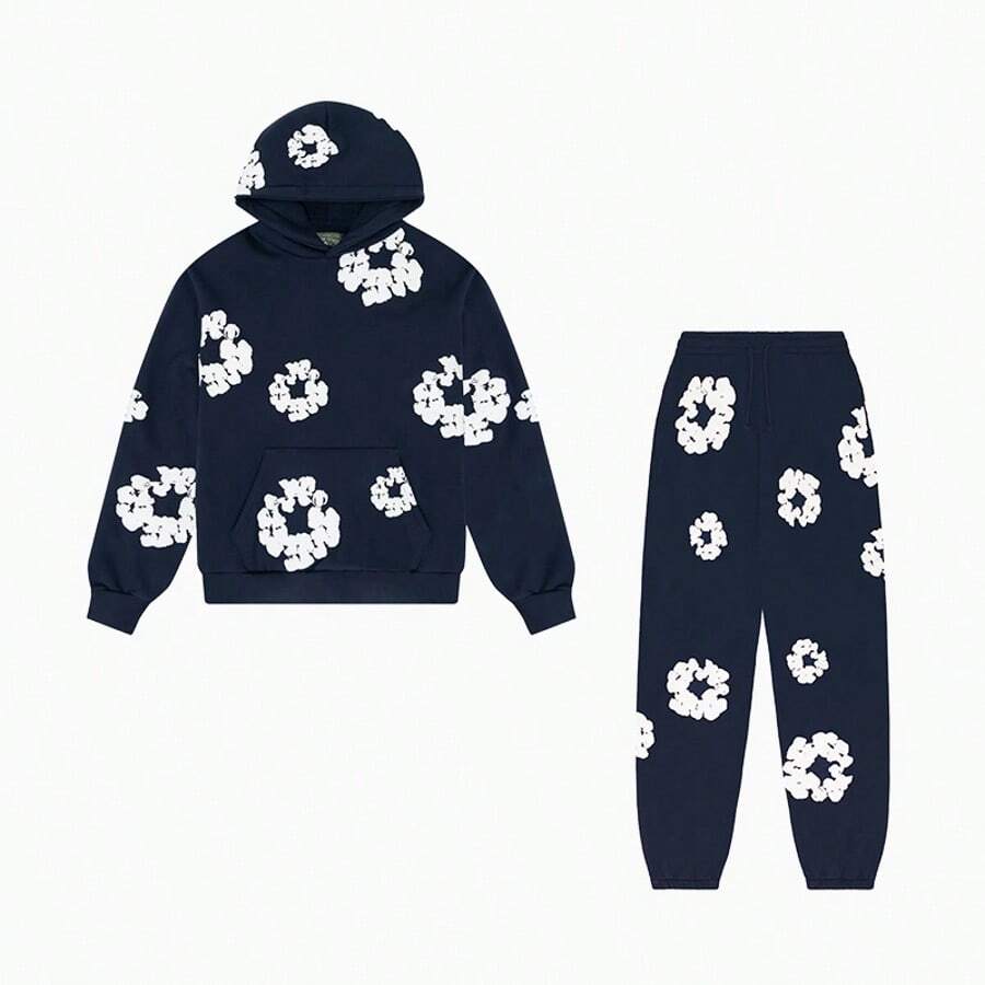 Denim Tears Cotton Wreath Sweatpants & Hoodie Set | Loose Drop Shoulder Sweatshirt, High-End Cotton Urban Street Style For Men & Women - 查看 1