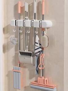 1 قطعة علاقة مسح للحمام، خطاف تعليق بدون ثقب، خطاف قوي للتعليق، مناسب للحمام وغرفة المعيشة والنوم، يمكن تعليق المساحات والخرق والمكانس وغيرها