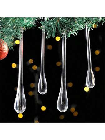 10 PIEZAS Decoraciones de cristal transparente de invierno para el árbol de Navidad - Decoraciones de gotas de agua en forma de copos de nieve - Piezas colgantes de nieve artificial transparente - Decoraciones para ventanas y arreglos del árbol de Navidad