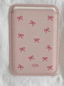 1 Set Korean Ins Girly Minimalist Bow Leather Magnetic Wireless Charging Magsafe Magnetic Card Holder Case Wallet Compatible With Iphone 16 Pro Max/15 Pro, 14/13/12/11