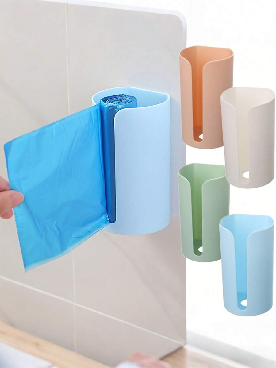 1pc Multifunctional Wall-Mounted Trash Bag Holder & Paper Towel Box, Wall-Mounted Trash Bag Holder, Trash Bag Storage Box, Household Kitchen Bathroom Cleaning Mat Container, Trash Bag Organizer, Creative No-Glue Trash Bag Organizer Box, Durable Plastic Material, Wall-Mounted Kitchen Plastic Bag Dispenser & Storage Box, Ideal For Home Bathroom And Kitchen Storage, Space-Saving