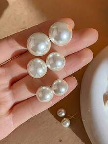 Set de 12 cercei eleganți minimalisti cu perle artificiale, potriviți pentru purtarea zilnică a femeilor, Anul Nou, petrecere - Multicolor - Vizualizare 2