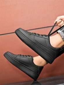 Plus Size Men's Casual Sneakers, Fashion Comfortable Flat Outdoor Sports Shoes - Black - View 15