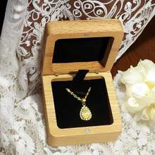 Beech Wood Square Necklace Case Holder Box Necklace Gift Box For Her Small Pendant Box Jewelry Gift Boxes For Necklaces Men Women Necklaces Gift Box ,Cajitas Para Joyeria(Black Black Velvet Lined) ﻿,Beechwood - 山毛櫸木 - 查看 8
