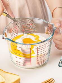 1 pieza Taza de medir transparente, Opciones de capacidad: 350ml, 500ml, 1000ml, Adecuado para café, repostería, uso comercial y doméstico, Escala marcada, Gran capacidad, Resistente al calor, Se puede usar como taza para harina, té con leche, etc.