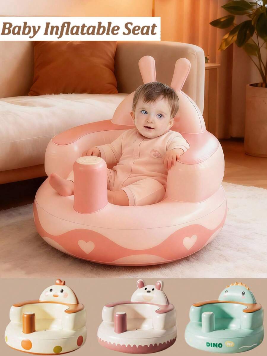 Multifunctional Inflatable Baby Learning Chair And Baby Bath Stool, Baby Inflatable Seat For Babies 3 Months And Up Summer Inflatable Baby Seat For Sitting Up, Blow Up Baby Floor Seat , Baby Shower Chair Floor Seater, Infant Back Support Sofa - Multicolor - View 1