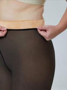 1双加厚保暖连裤袜，女士高弹力半透明高腰打底裤，适合秋冬季穿着 - 彩色 - 查看 2