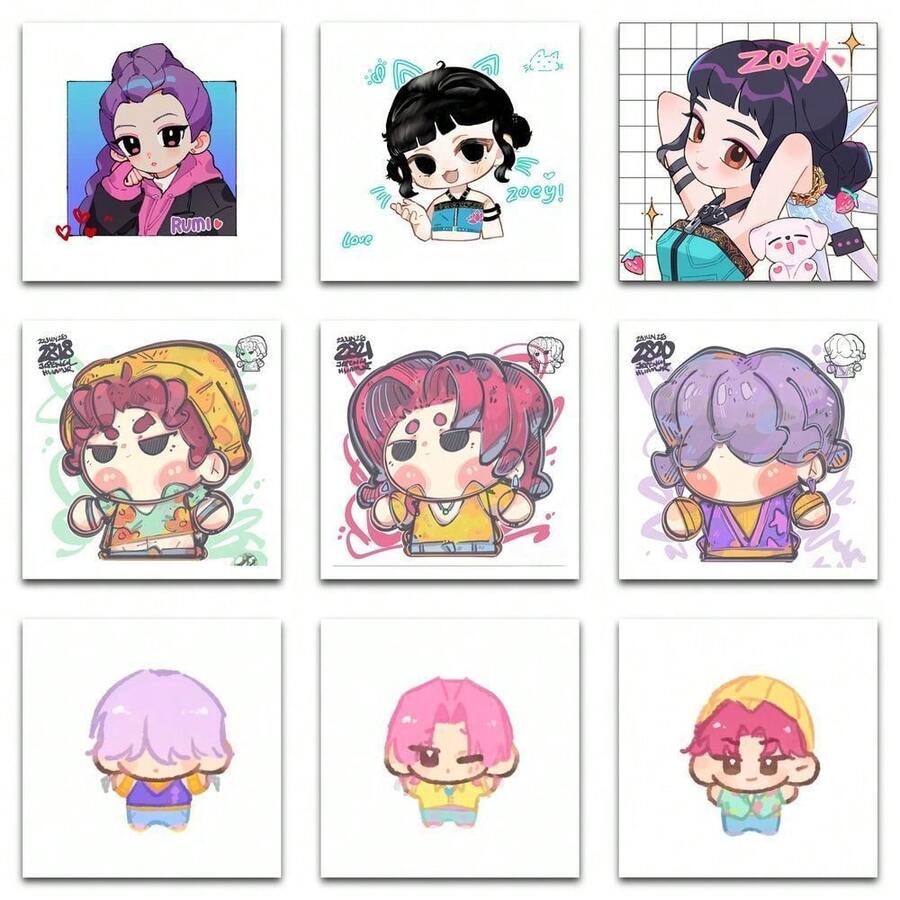 1 conjunto/59 unidades de adesivos femininos em versão Q, com desenhos animados fofos e criativos, perfeitos para decorar sua mão ou para usar como acessório em animes. Ótimos presentes para o Ano Novo, Dia dos Namorados e Páscoa.