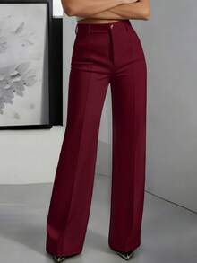 ANCHOSE Quần âu ôm vừa vặn màu đỏ tía thanh lịch dành cho nữ với chi tiết may đo, phù hợp khi đi làm vào mùa thu - Màu Đỏ Sâu - Xem 5