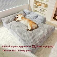 1PC Extra Large Dog Beds 120cm/47Inch For Large Dogs, Luxury Orthopedic Pet Sofa With Detachable Design, Machine Washable, Non-Slip Bottom, Fit For Breeds Sized 15 To 50 Kg, All Season Use, High-Density Filling Soft And Comfortable - Grey - View 7