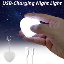 USB Rechargeable Glowing Heart-Shaped LED Pendant Light, Touch Activated/Auto Sensor, Portable Handheld Bag Night Light, Decorative Accessory, Suitable For Women, Mothers, Friends As A Perfect Gift For Purses, Bedrooms, And Nighttime Lighting - White Housing - View 4