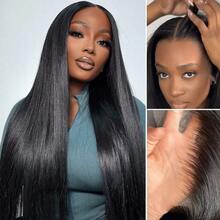 200% Density 13x4 Lace Front Wig - Brazilian Straight Wig Pre-Plucked Natural Hairline & Baby Hair Pre Bleached Knots Glueless Wigs Soft And Natural Look HD Lace Frontal Wigs For Women Elegant Style, High Volume - Natural & Black - View 4