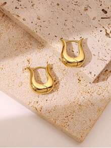 YUNCHUN 14K Gold Plated Hoop Earrings, Minimalist Teardrop Earrings, Hypoallergenic Fashion Jewelry For Daily Wear - Gold - View 4