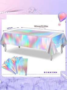 1pc Birthday Party Party Festival Decoration Supplies Tablecloth Laser Photography Props Disposable Colorful Tablecloth - Multicolor - View 10