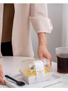 8/16pcs White Paper Cake Boxes With Clear Lids - Disposable Cake Baking Takeout Dessert Boxes - Ideal For Weddings, Birthdays, Parties, Bridal Showers And Holiday Celebrations - Can Hold Mini Cakes, Cupcakes, Muffins, Donuts, Sandwiches, Burgers, Fries, Chocolate Balls, Chocolate Strawberries, Snacks And Sweets - White - View 4