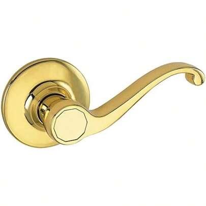 Design House 783043 - Palanca para puerta de baño y cama de privacidad de pergamino de latón pulido(Latón pulido Chupete)